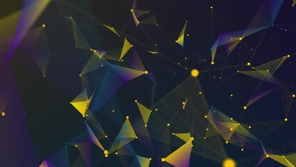 Poster - Abstract seamless dark background motion transformation on plexus pattern. Moving around the technological abstract space. Network connections. Chemical bonds. Seamless loop 4k cg animation