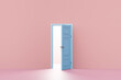 © Pixel Stories/Stocksy - 3D render of light coming through opened blue door
