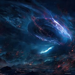 Wall Mural - Spaceship in flying through the depths of space