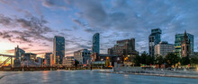 Office Buildings In Liverpool, Image Captured At Sunrise In The City Center Downtown Docklands