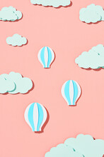 Paper Hot Air Balloons On Color Background
