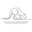 Kangaroo line design. Simple animal silhouette decorative elements drawn with one continuous line. Vector illustration of minimalist style on white background.