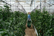 © Manu Padilla/Stocksy - Content farmer with container standing in greenhouse