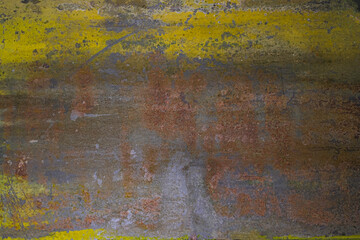 Poster - Close up rusted metal with yellow paint panel