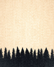Black Pine Tree Silhouettes Behind Texture 