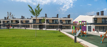 Modern Home Residential Building Complex With Children Park Playground