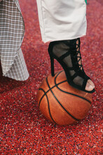 Street Fashion Detail - High Heel On Basketball