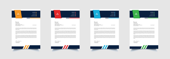 Creative and professional corporate company business letterhead template design with color variation bundle 