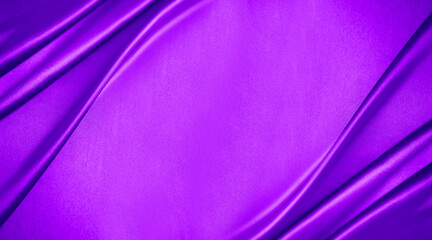 Wall Mural - Purple pink silk satin. Soft folds. Fabric. Bright luxury background. Space, design. Wavy lines. Banner. Flat lay, top view table. Template. Beautiful. Elegant. Christmas, New Year, Valentine, romance