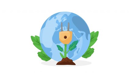 Wall Mural - world planet earth with plant animation