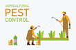 Farmer sprays pesticide 2d vector illustration concept for banner, website, illustration, landing page, flyer, etc