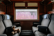 Teddy Bear On A Train