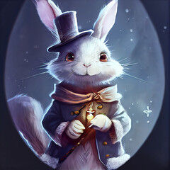 Wall Mural - Tiny cute and adorable white rabbit