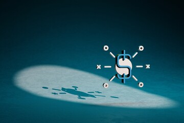 Poster - Beautiful abstract illustrations Blue and Golden Dollar symbol icon on a dark blue background. 3d rendering illustration. Background pattern for design.