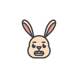 Fototapeta Zwierzęta - Grimacing rabbit face emoticon filled outline icon