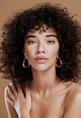 Wall Mural - beauty, skincare and cosmetic, woman in wellness portrait with healthy skin and glow against studio 
