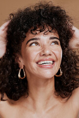 Wall Mural - woman, beauty and skincare of a happy model face from natural dermatology and facial skin glow. cosm