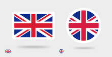 UK Great Britain Flag Icon Circle Vector Or Union Jack United Kingdom English British Nation Symbol Graphic Pictogram Illustration Isolated, England Round Button Set Clipart