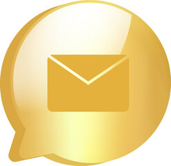Wall Mural - gold message icon symbol and social media communication sign message icon for website. 3d vector des