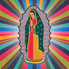 Wall Mural - Design illustration beautiful lady of guadalupe mexico saint holy faith