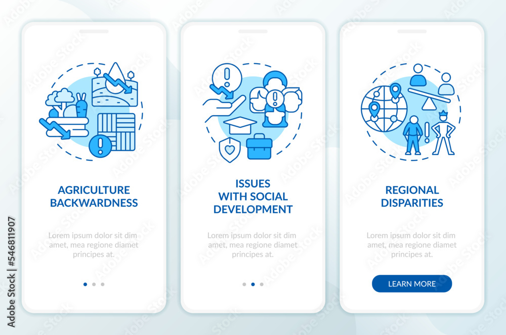 Issues related to inclusive growth blue onboarding mobile app screen ...