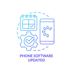 Poster - Phone software updated blue gradient concept icon. Install latest version. Renew operating system abstract idea thin line illustration. Isolated outline drawing. Myriad Pro-Bold font used