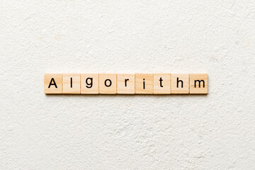 algorithm word written on wood block. algorithm text on table, concept