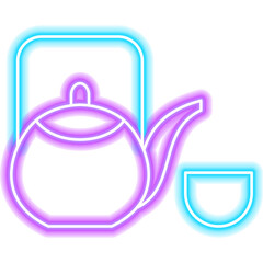 Wall Mural - Japan Tea Teapot Neon Sign. Illustration of Drink Promotion.