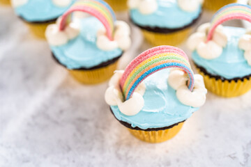 Sticker - Unicorn rainbow chocolate cupcake