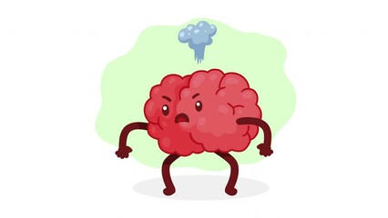 Sticker - brain organ angry comic character