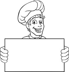 Sticker - Chef Cook Baker Sign Cartoon