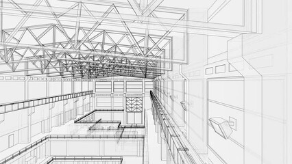 Poster - Warehouse or factory sketch