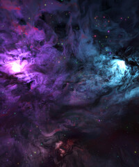 Wall Mural - purple and blue nebula background with space