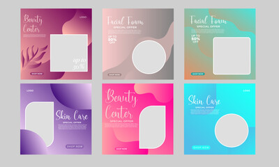 Wall Mural - Beauty Center Makeup Social media post Banner Square Flyer Template Design