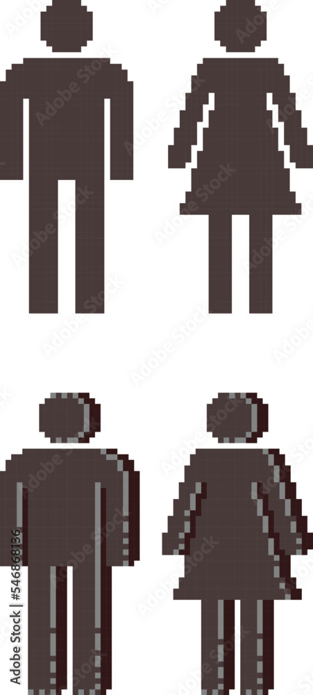 2 style toilet sign pixel art Stock Vector | Adobe Stock