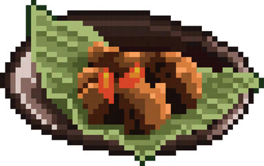  Rendang pixel art, beef with coconut sauce pixel art