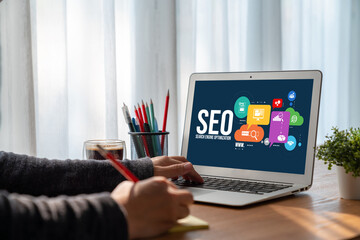 SEO search engine optimization for modish e-commerce and online retail business showing on computer screen