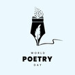 World poetry day, march 21. Vector illustration, greeting card, social media post, banner, poster, flyer, decoration card, invitation card