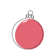 One Line Illustration Of A Christmas Tree Ball. Single Line  Art Of A Red Christmas Ball