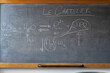 Le Chatelier's chemical principle with formula written on school blackboard.