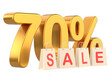 3D seventy percent sale. 70% sale. Sale banner decoration.