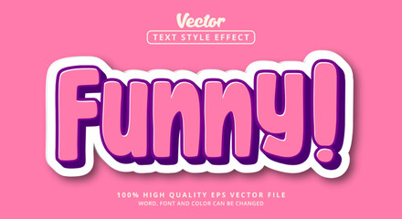 Poster - Editable text effects Funny Text is pink and purple, an attractive cartoon style font