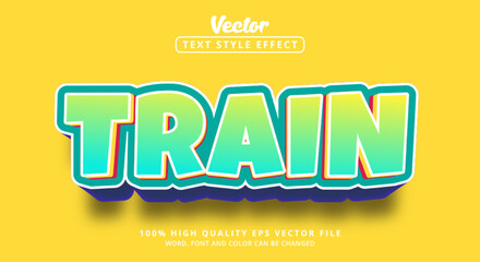 Poster - Editable text effect, Train text on bright multicolor color style and modern style