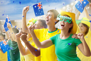 Sticker - Australia fans on stadium. Australian supporters.