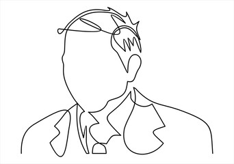 Wall Mural - business man - continuous line drawing.flat