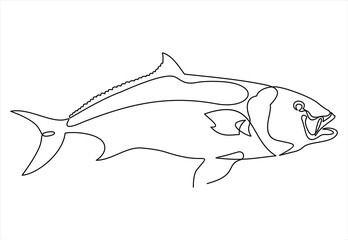 Continuous one line drawing fish.