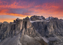 Beautiful Sunset Over The Mountains - Dolomites