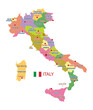Colorful vector Italy map with regions and main cities. Italy Map. Cities and Regions. Sticker