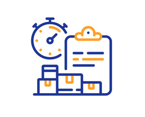 Poster - Delivery report line icon. Parcel documents sign. Express service symbol. Colorful thin line outline concept. Linear style delivery report icon. Editable stroke. Vector