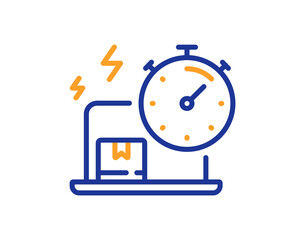 Poster - Delivery time line icon. Parcel shipment sign. Online express service symbol. Colorful thin line outline concept. Linear style delivery online icon. Editable stroke. Vector